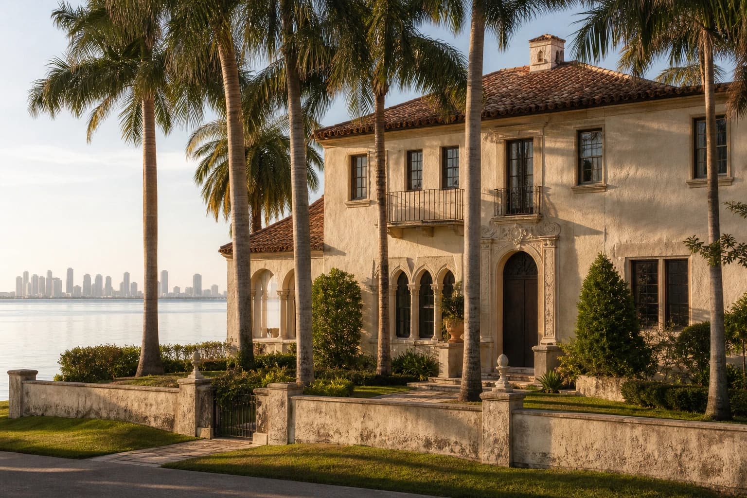 Casa Brickell at golden hour, Biscayne Bay