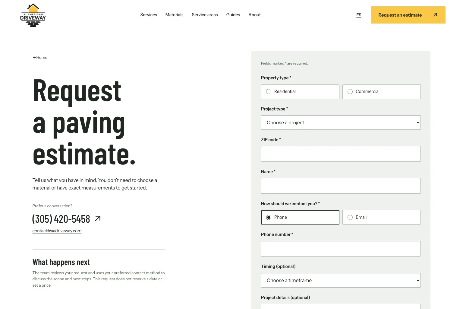 The estimate form. You can add photos.