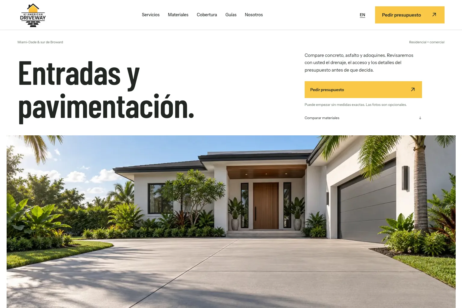 The home page in Spanish.