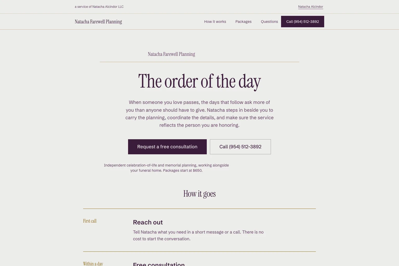 The Farewell Planning page.